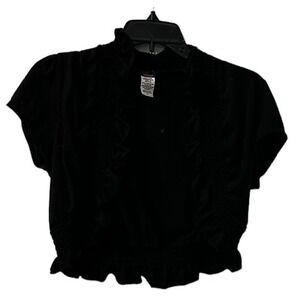 1955 Vintage waterfall ruffle shrug black smocking ruffle NWOT XL